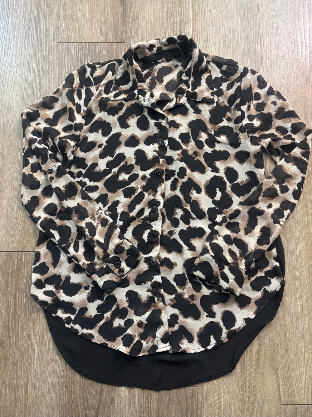 edge Leopard Print Button-Down Shirt - Black & Brown